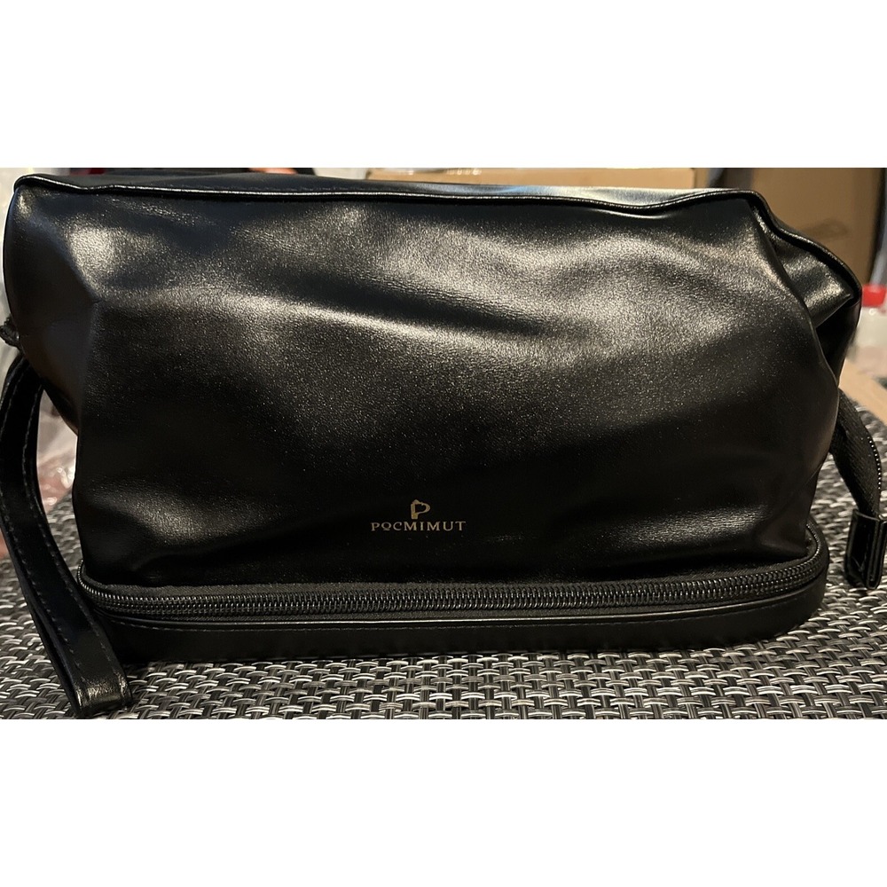 Pocmimut Faux Leather Makeup BagMakeup Bag Cosmetic Bag for Women 2 In 1